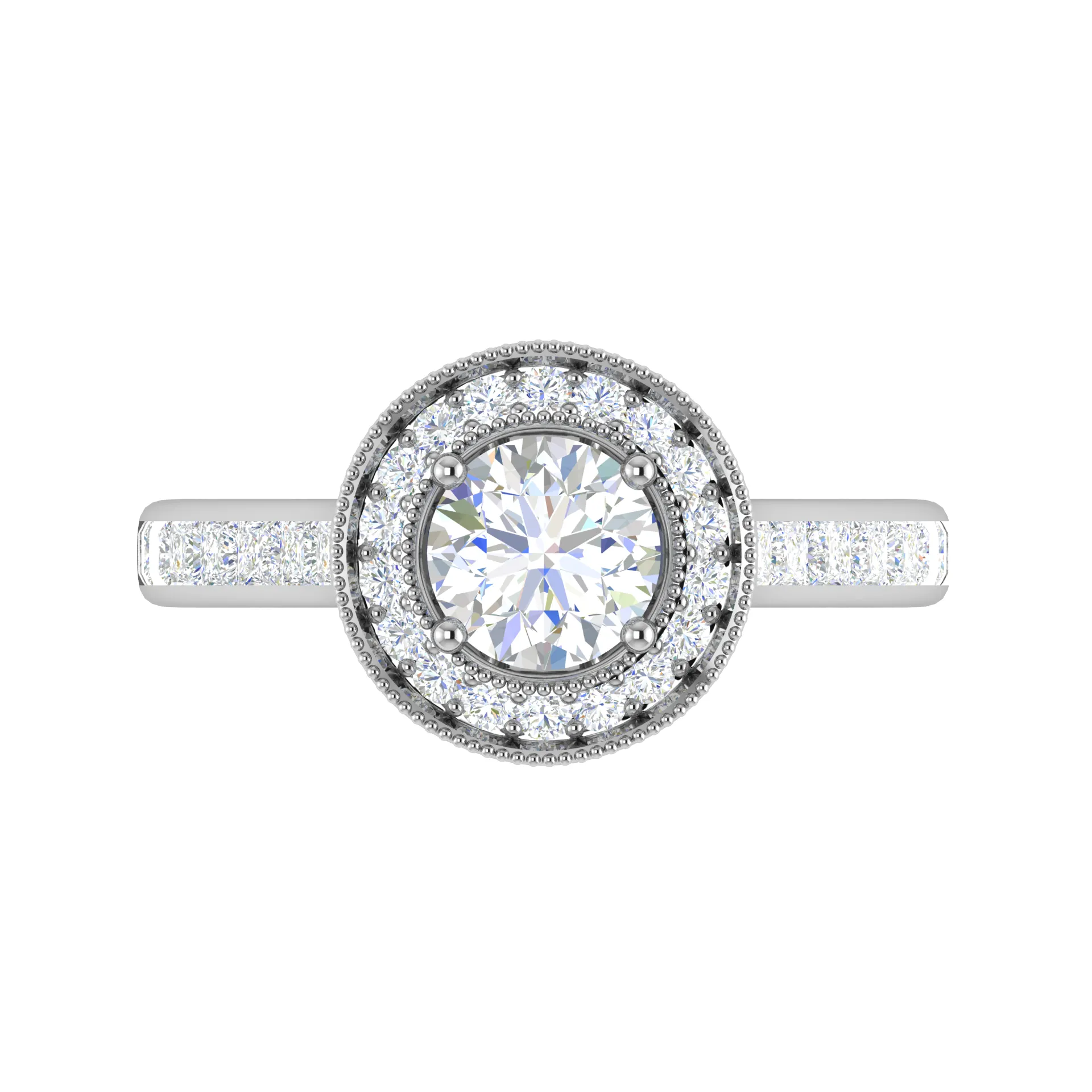 0.70 cts Solitaire Halo Diamond Shank Platinum Ring JL PT RH RD 149