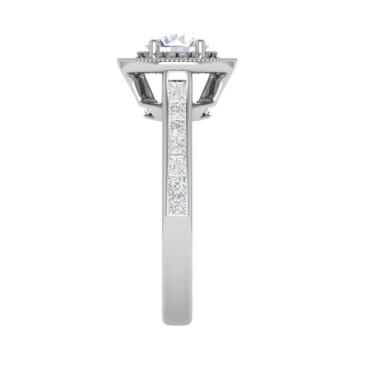 0.70 cts Solitaire Halo Diamond Shank Platinum Ring JL PT RH RD 149