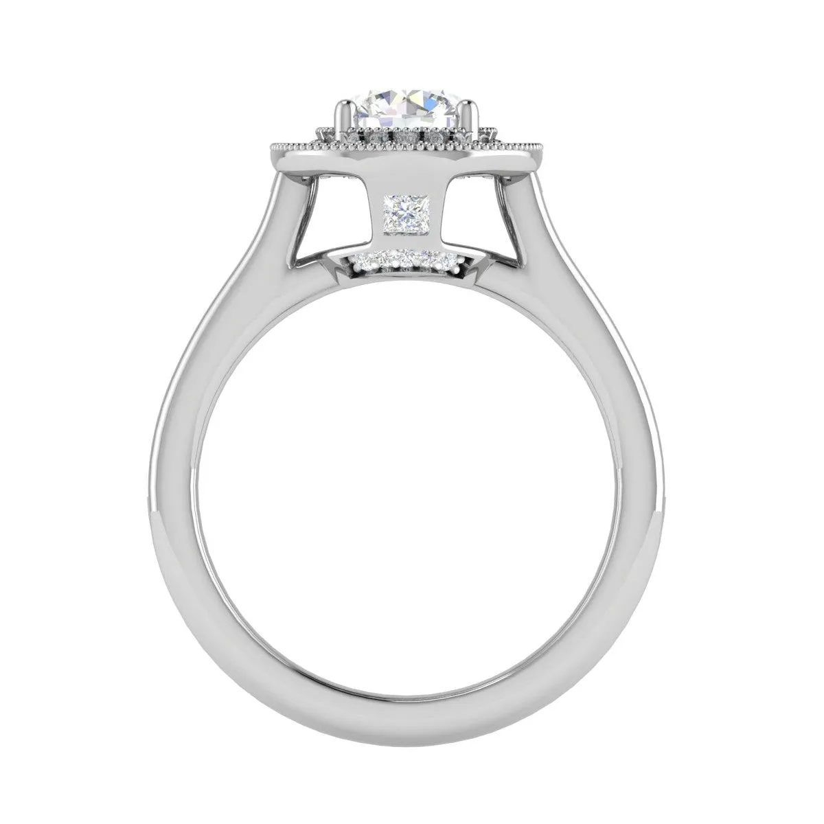 0.70 cts Solitaire Halo Diamond Shank Platinum Ring JL PT RH RD 149