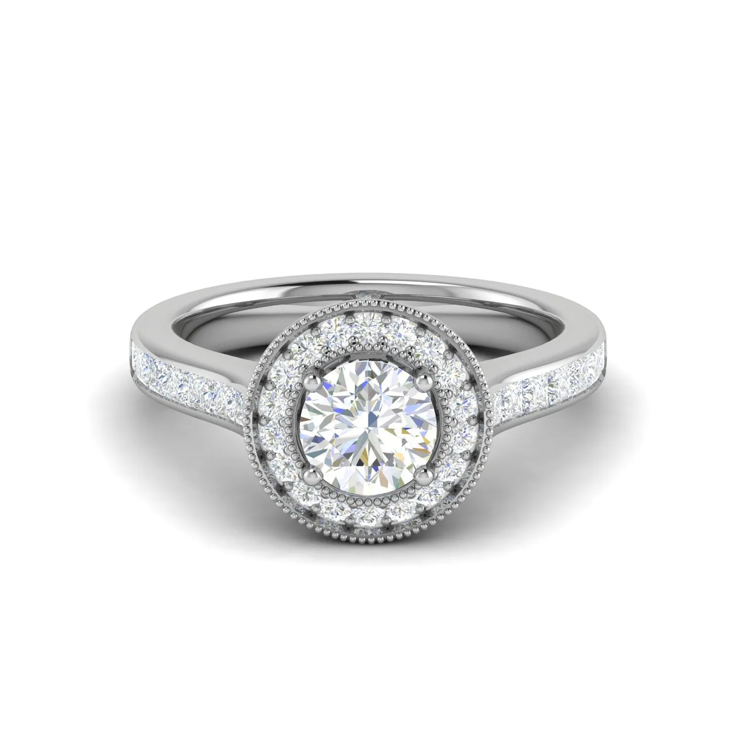 0.70 cts Solitaire Halo Diamond Shank Platinum Ring JL PT RH RD 149