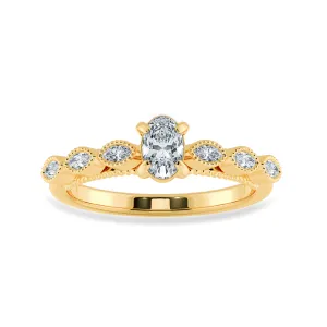 0.70cts. Oval Cut Solitaire Marquise Cut Diamond Accents 18K Yellow Gold Ring JL AU 2017Y-B