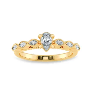 0.70cts. Pear Cut Solitaire with Marquise Cut Diamond Shank 18K Yellow Gold Ring JL AU 2018Y-B