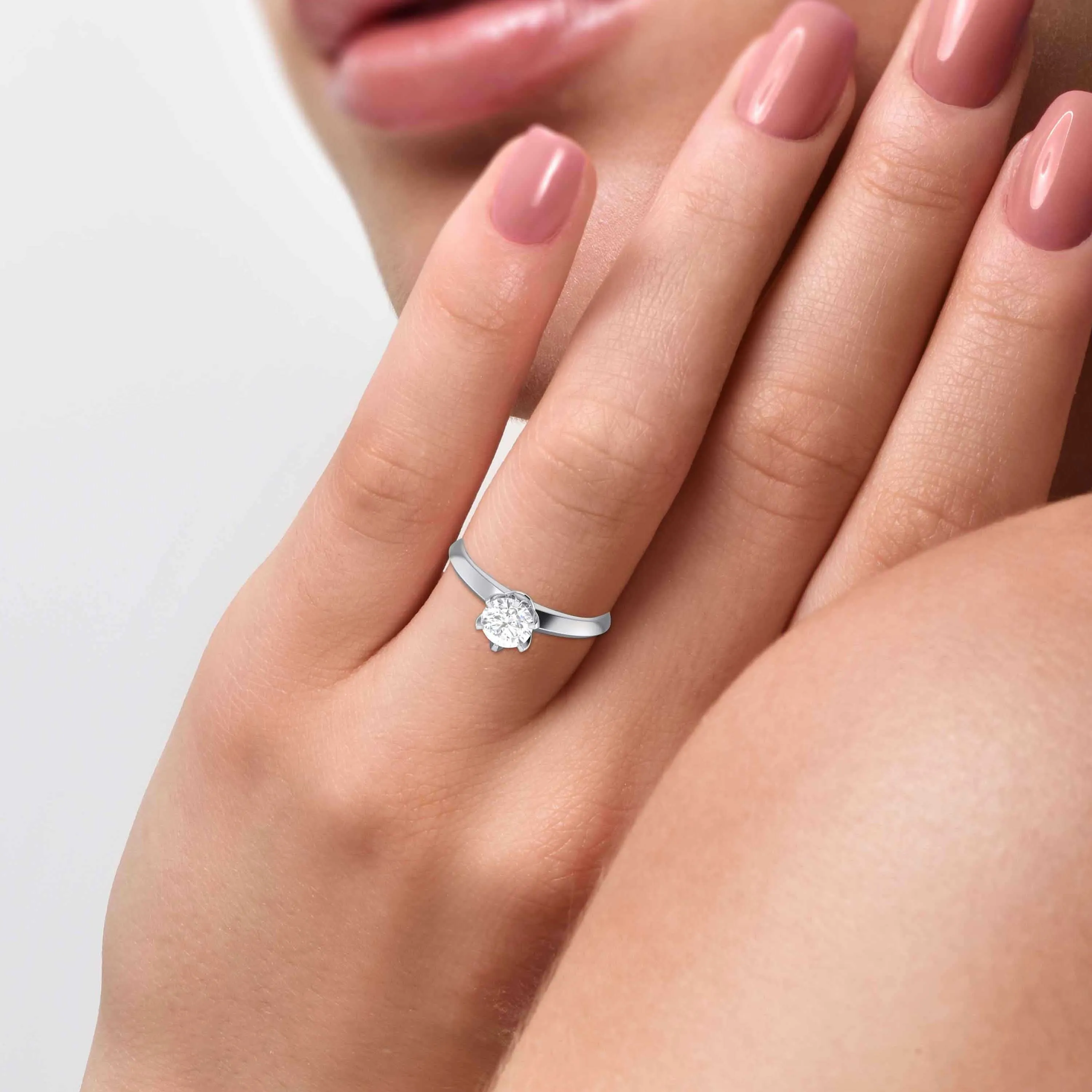1-Carat Flowery Platinum Lab Grown Solitaire Engagement Ring JL PT LG G 106-C