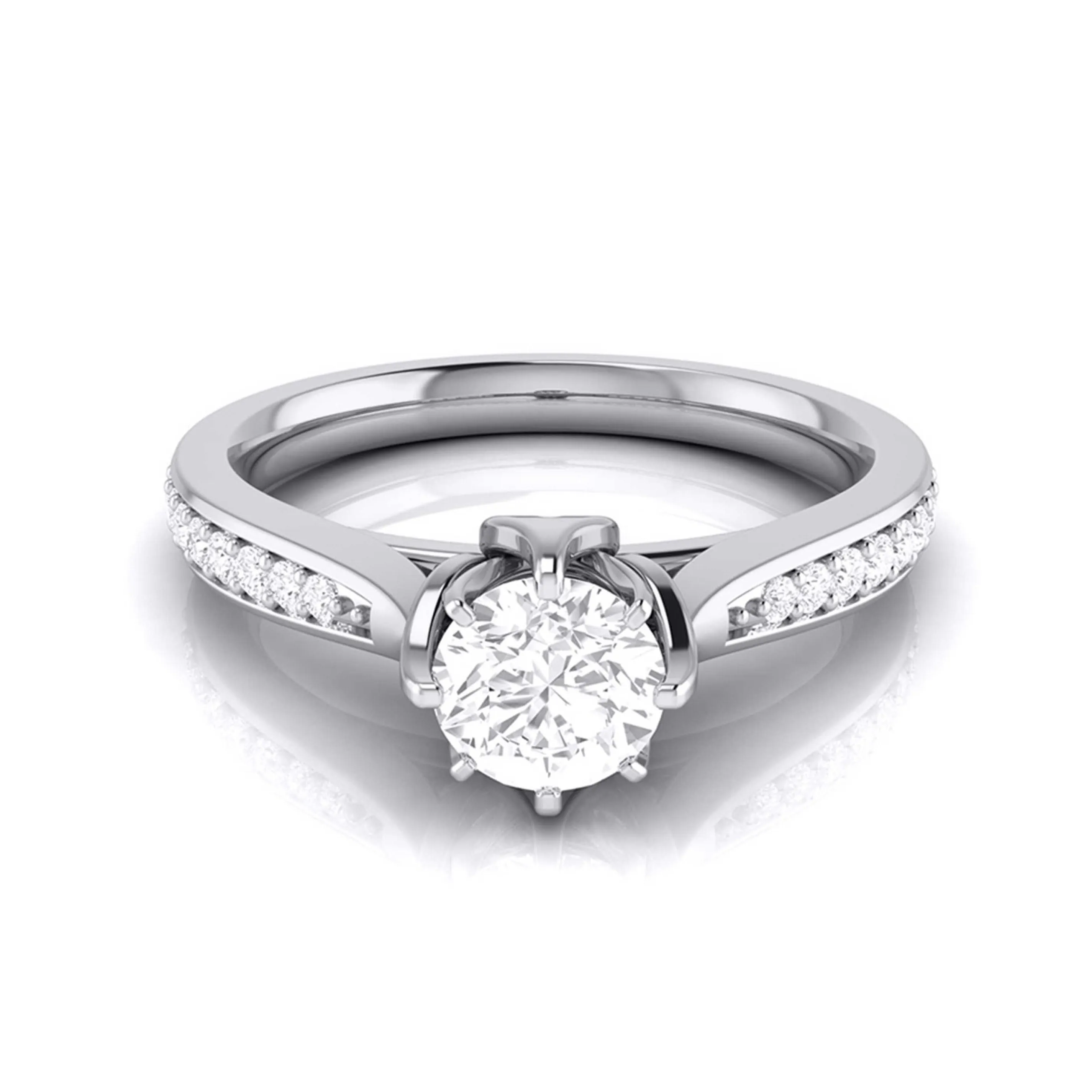 1-Carat Lab Grown Solitaire Diamond Shank Platinum Ring JL PT LG G 109-C