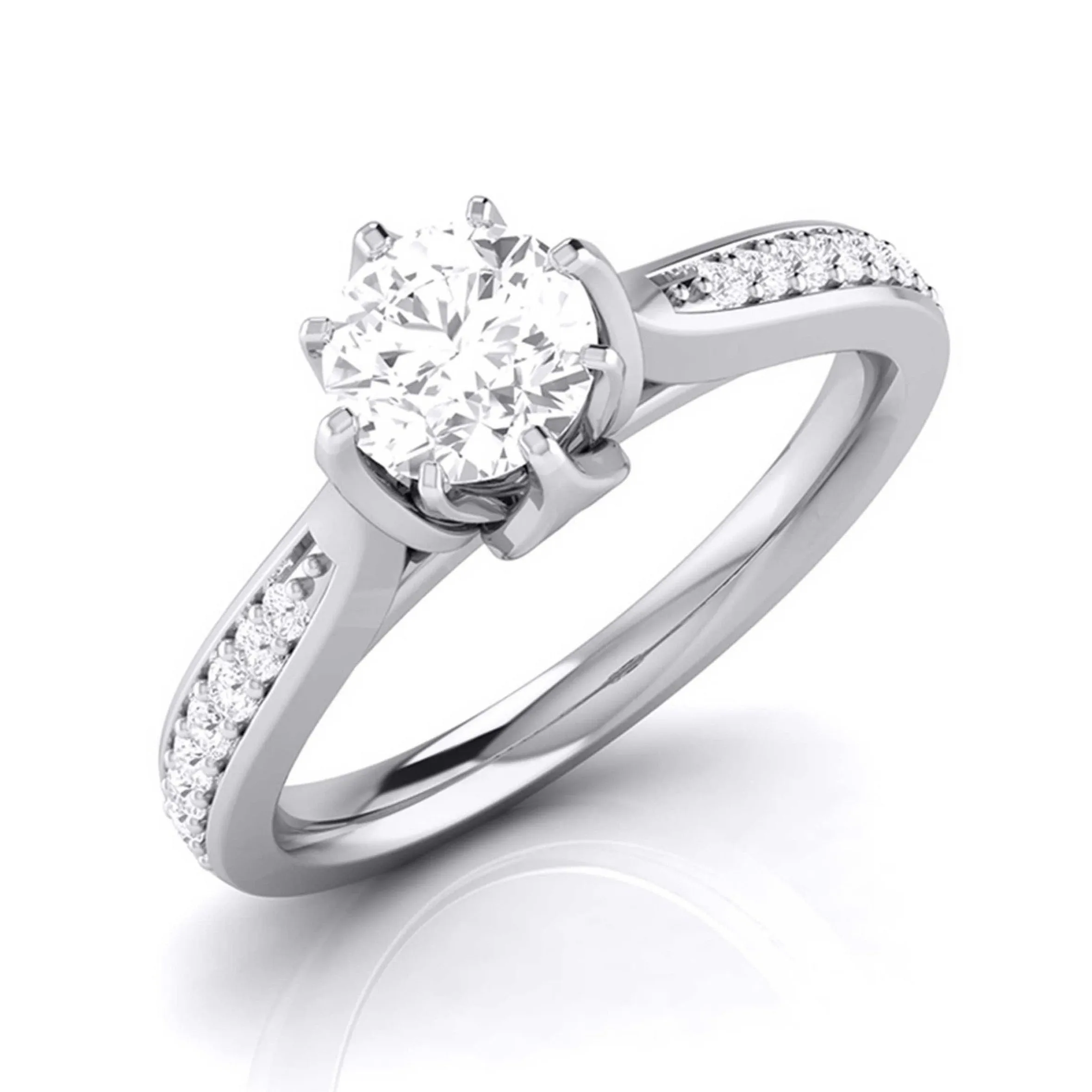 1-Carat Lab Grown Solitaire Diamond Shank Platinum Ring JL PT LG G 109-C