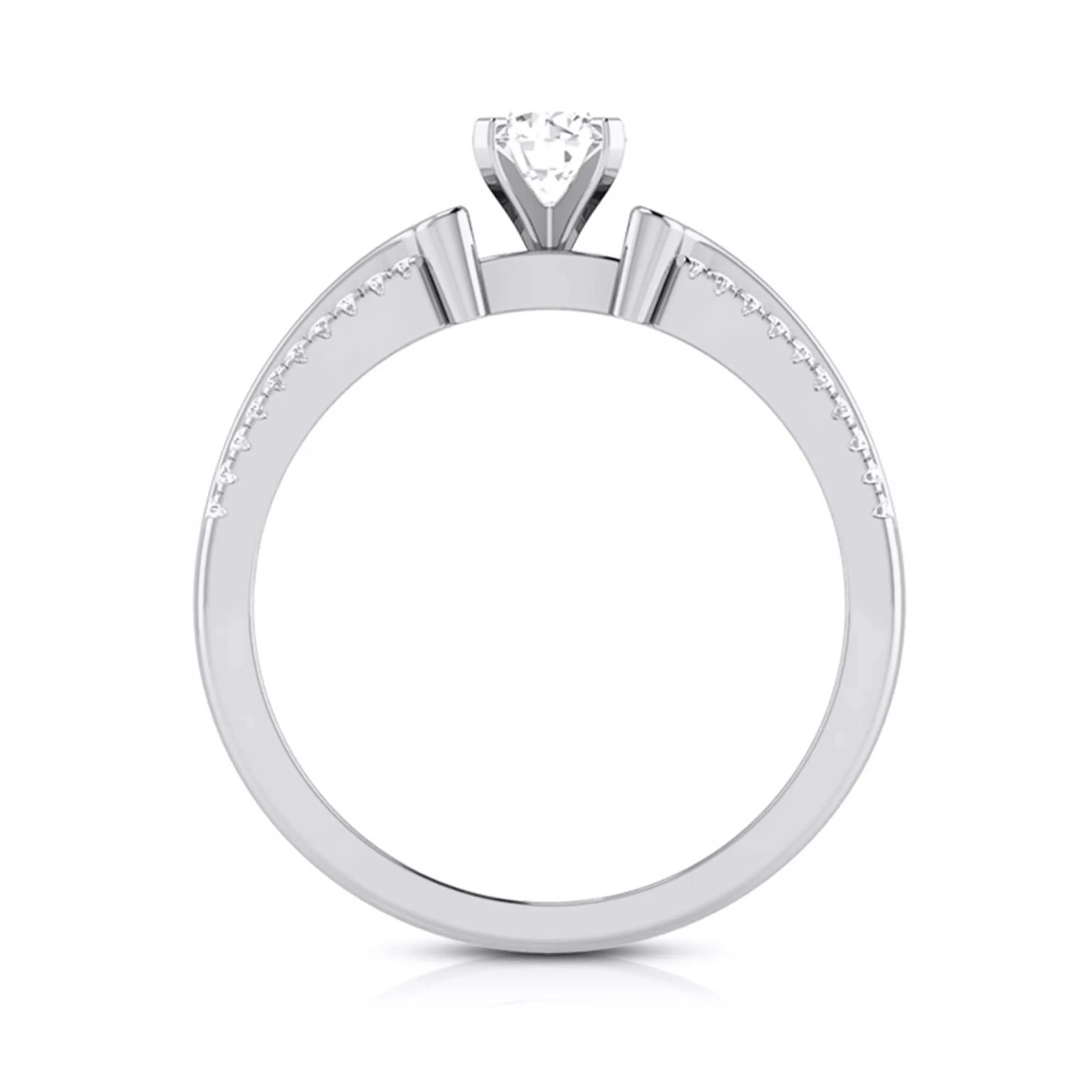 1-Carat Lab Grown Solitaire Engagement Ring for Women with 2-Row Diamonds Shank JL PT LG G-116-C