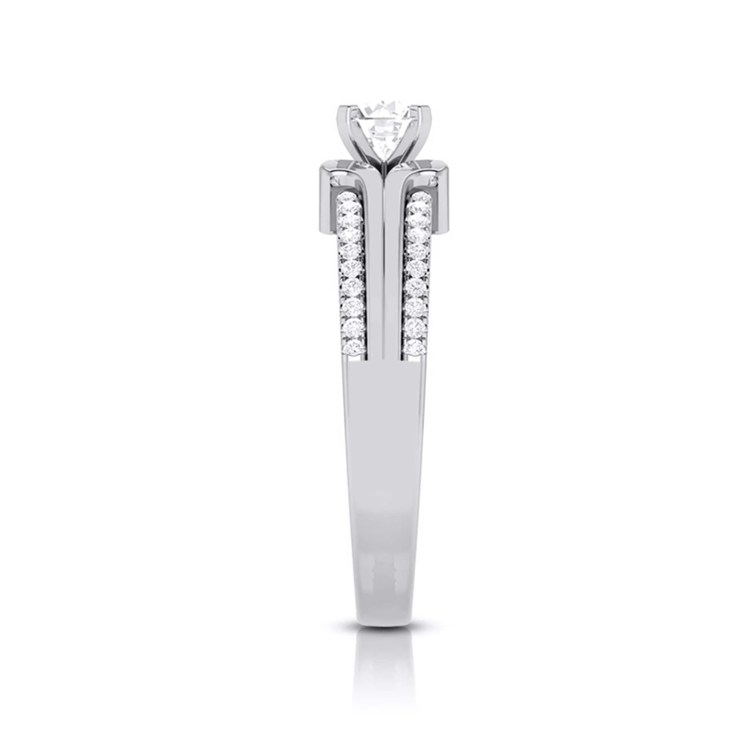 1-Carat Lab Grown Solitaire Engagement Ring for Women with 2-Row Diamonds Shank JL PT LG G-116-C