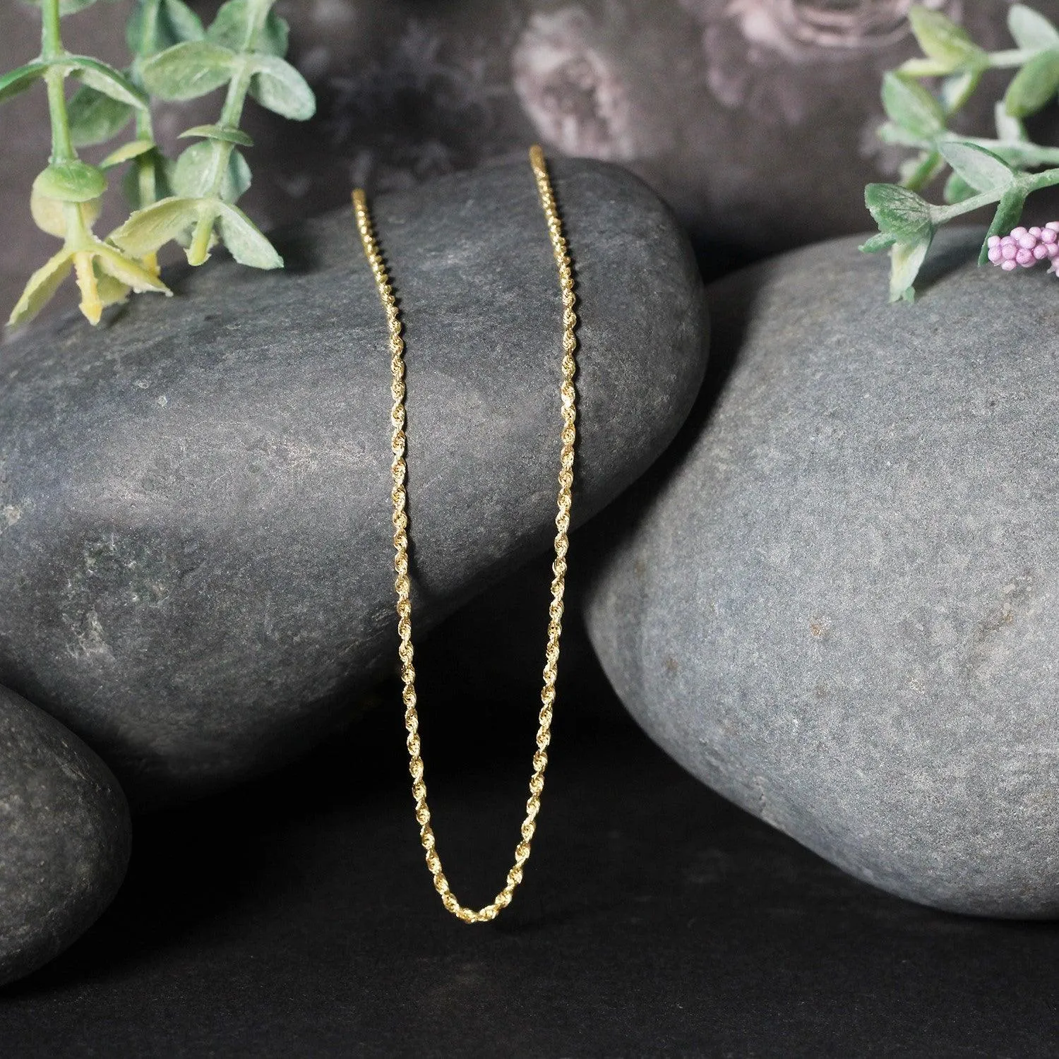 10k Yellow Gold Solid Diamond Cut Rope Chain 1.4mm