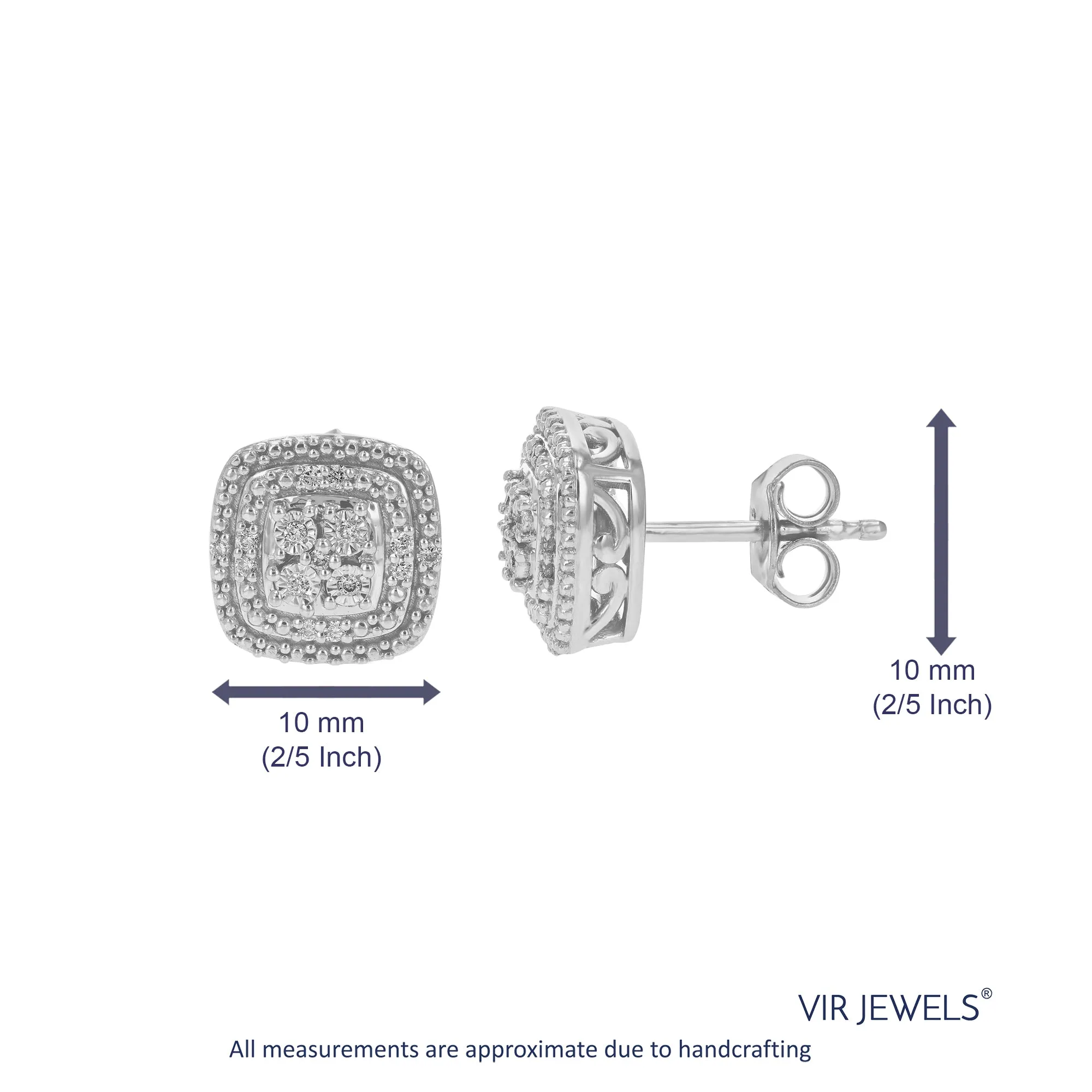 1/10 cttw Round Lab Grown Diamond Prong Set .925 Sterling Silver Stud Earrings