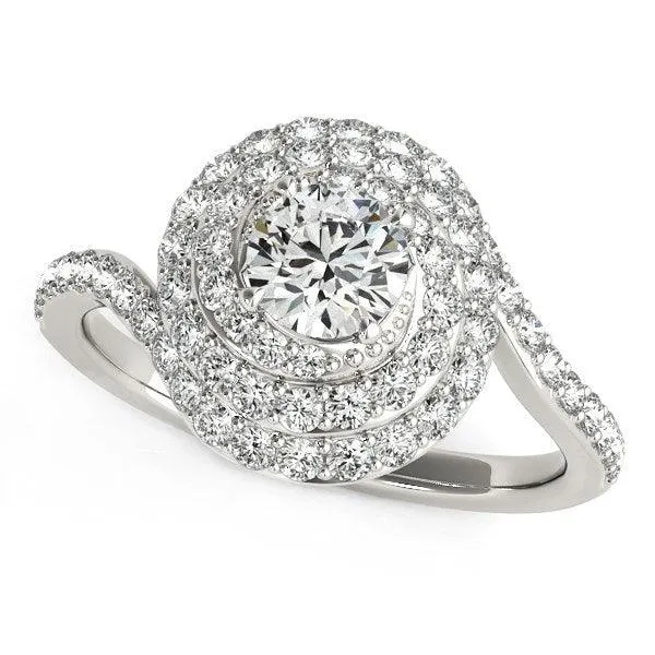 14k White Gold Round Diamond Spiral Design Engagement Ring (1 1/8 cttw)