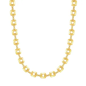14k Yellow Gold Square Link Women's Necklace, 17"