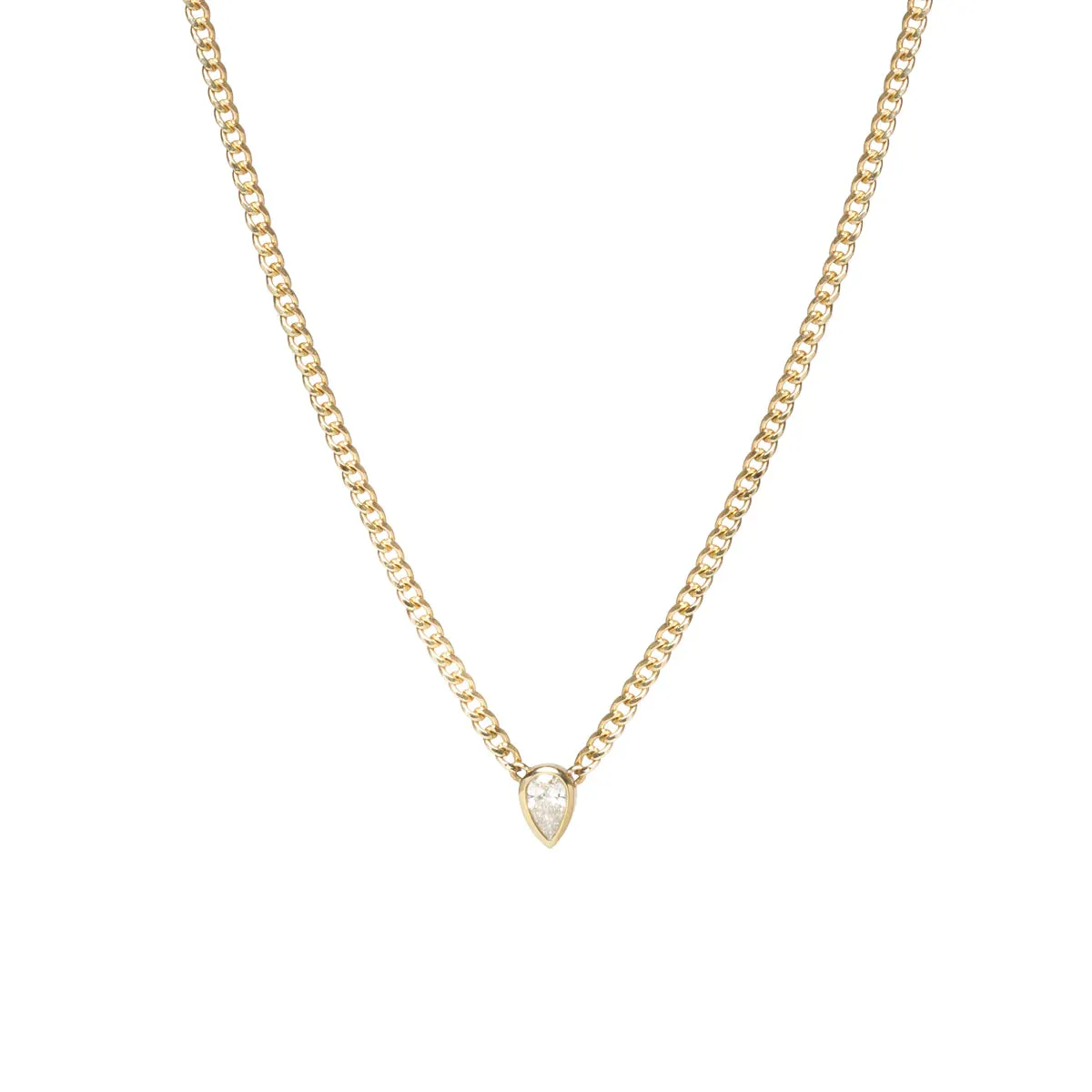 14KT PEAR BEZEL CURB CHAIN