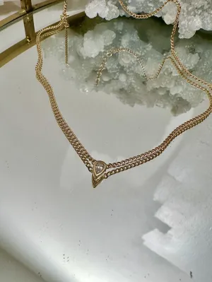 14KT PEAR BEZEL CURB CHAIN