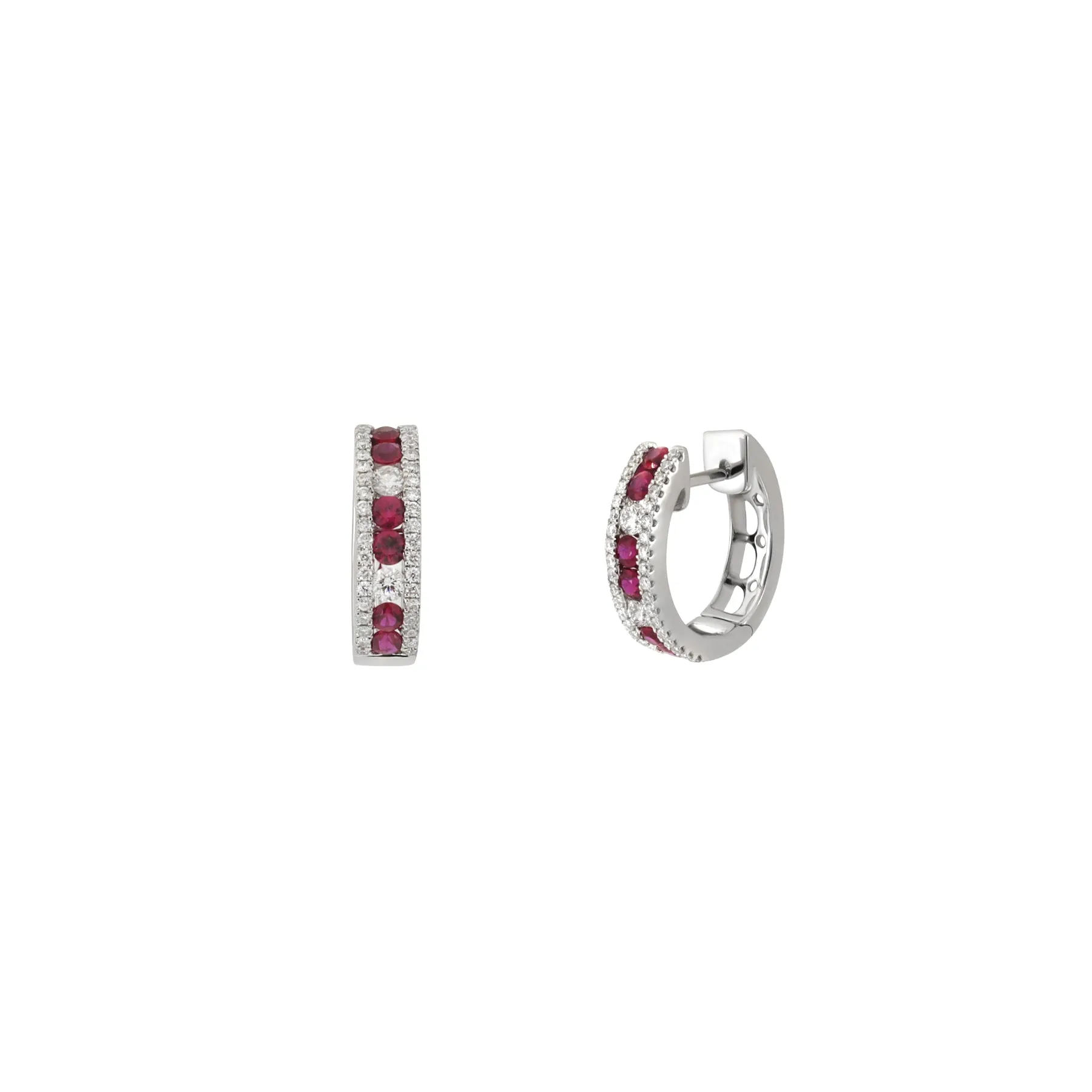 18K White Gold Ruby and Diamond Earring - 20619404