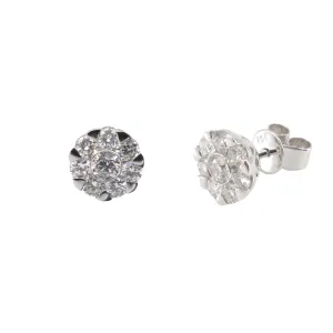 18K White Gold Tdw. 1.17ct Diamond Cluster Stud Earrings - 20759957