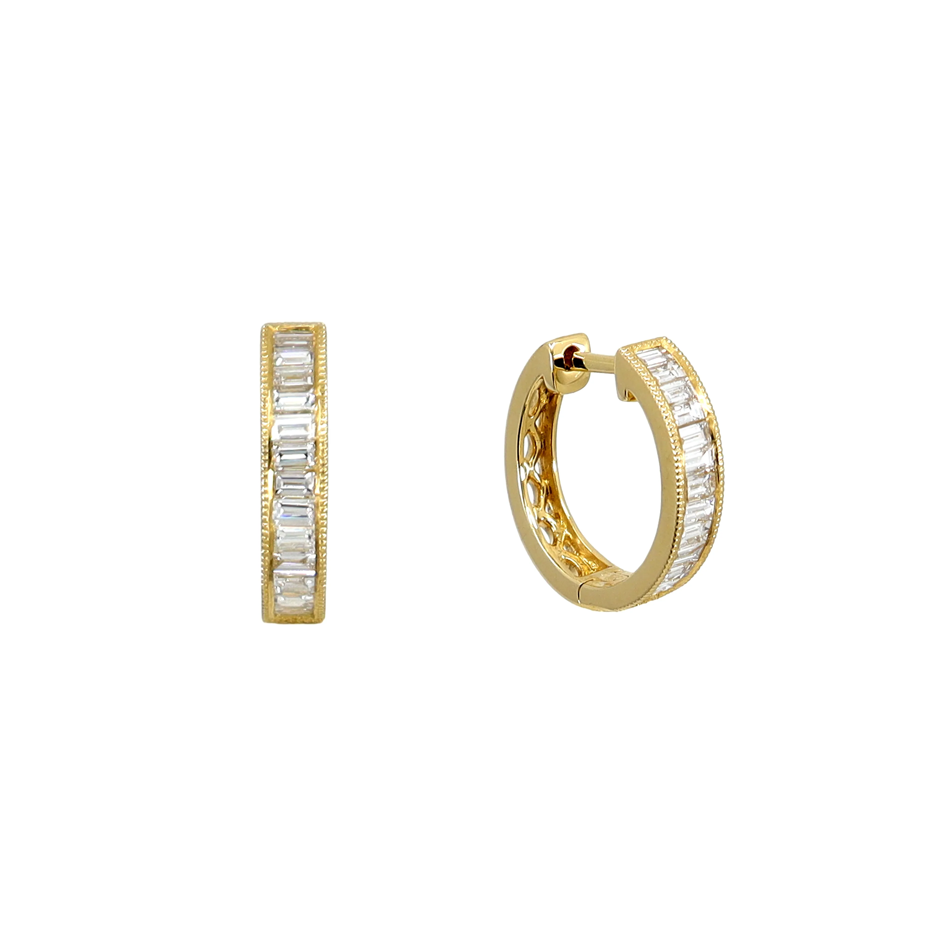 18K Yellow Gold Tdw. 0.65ct Diamond Huggies Earring - 20738242