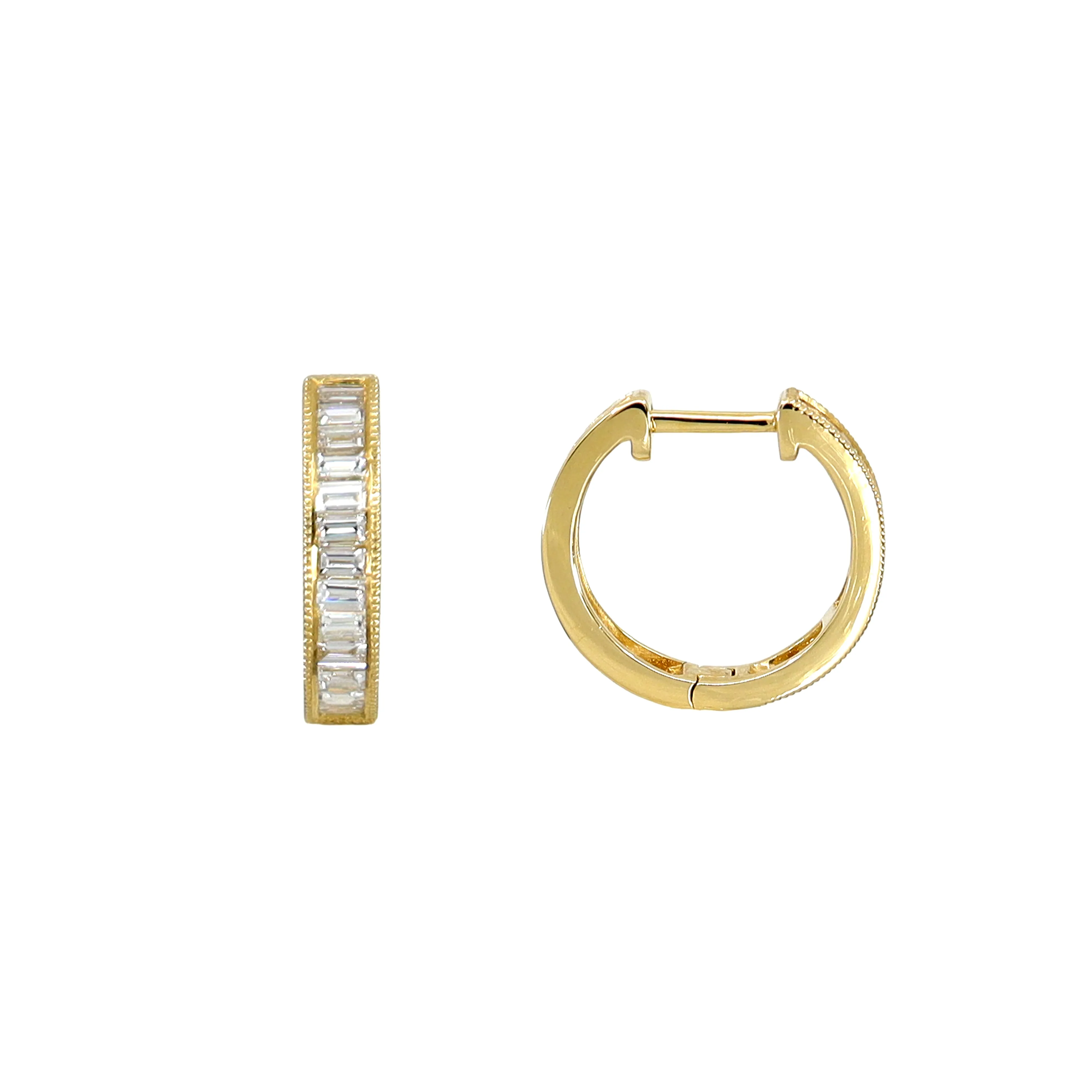 18K Yellow Gold Tdw. 0.65ct Diamond Huggies Earring - 20738242