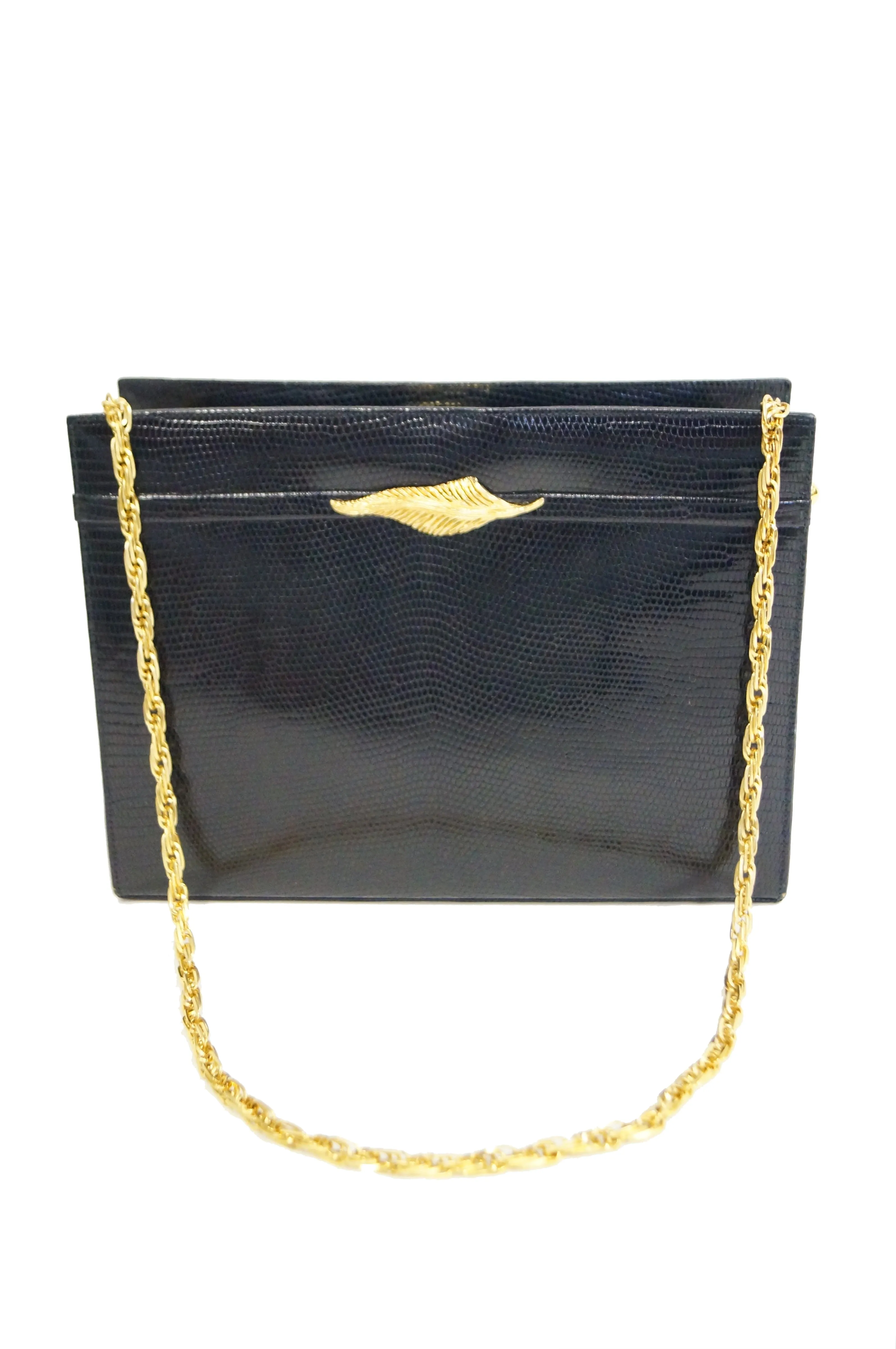 1960s Martin Van Schaak Black Lizard Handbag