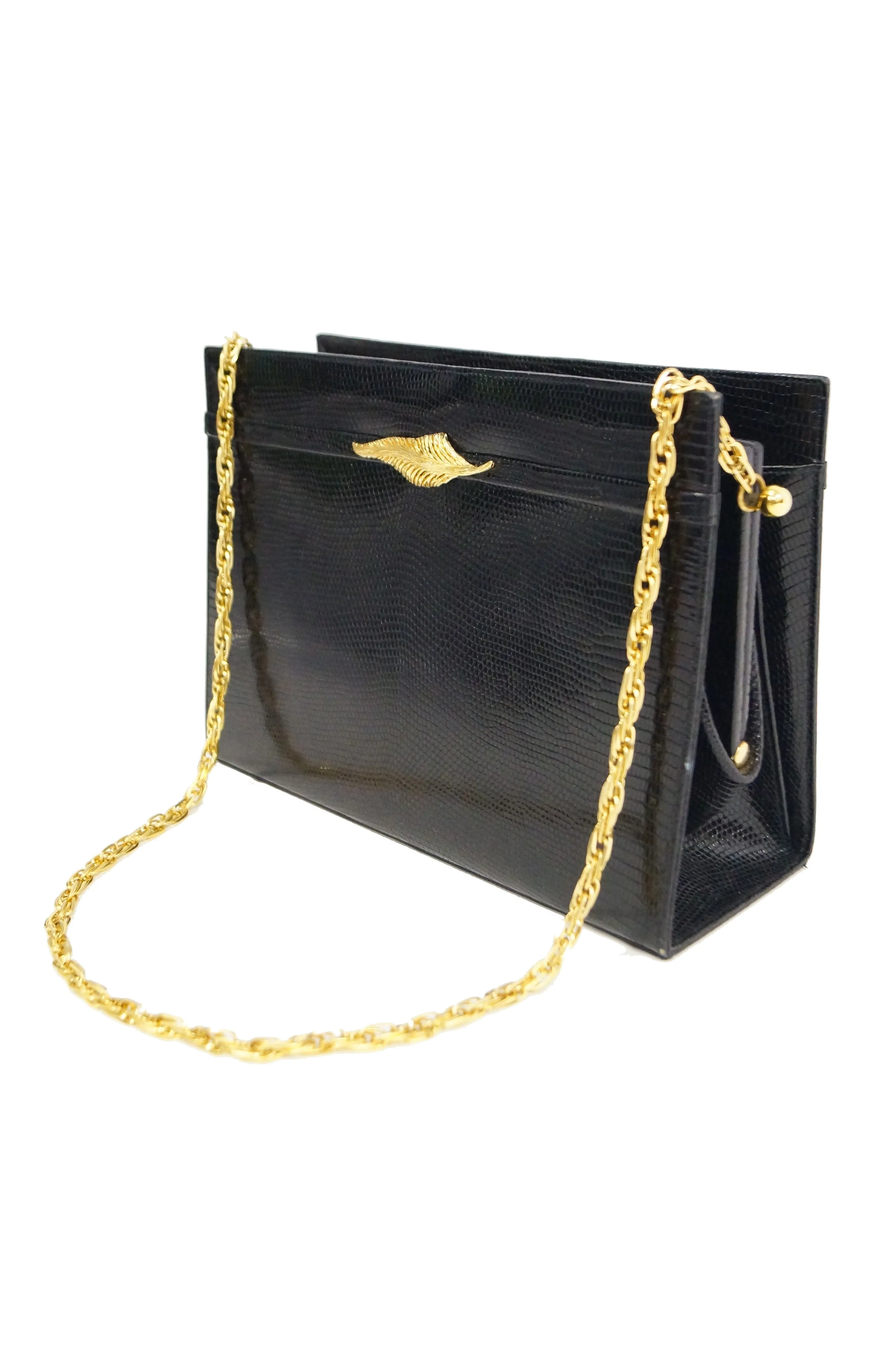 1960s Martin Van Schaak Black Lizard Handbag