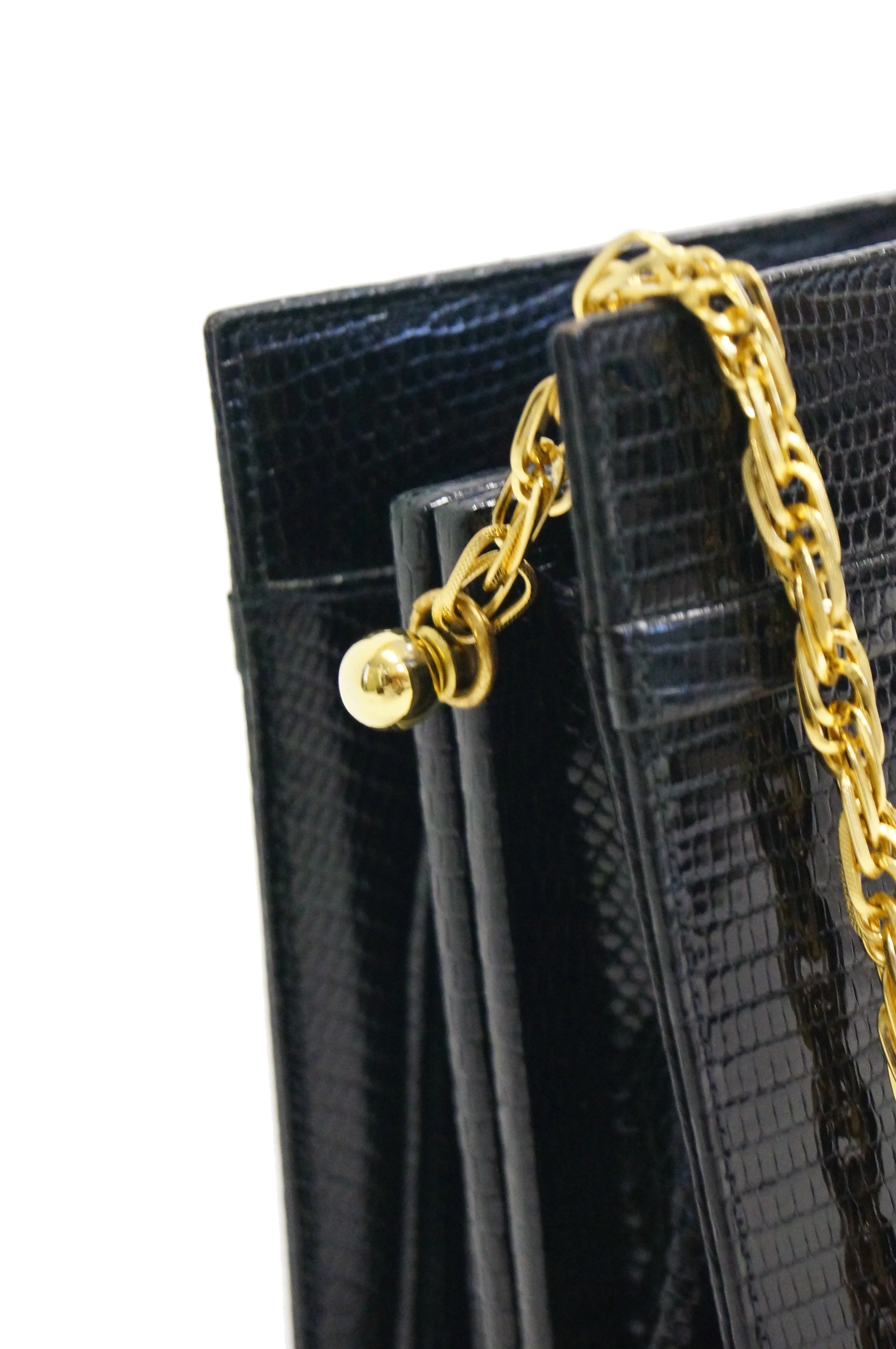 1960s Martin Van Schaak Black Lizard Handbag