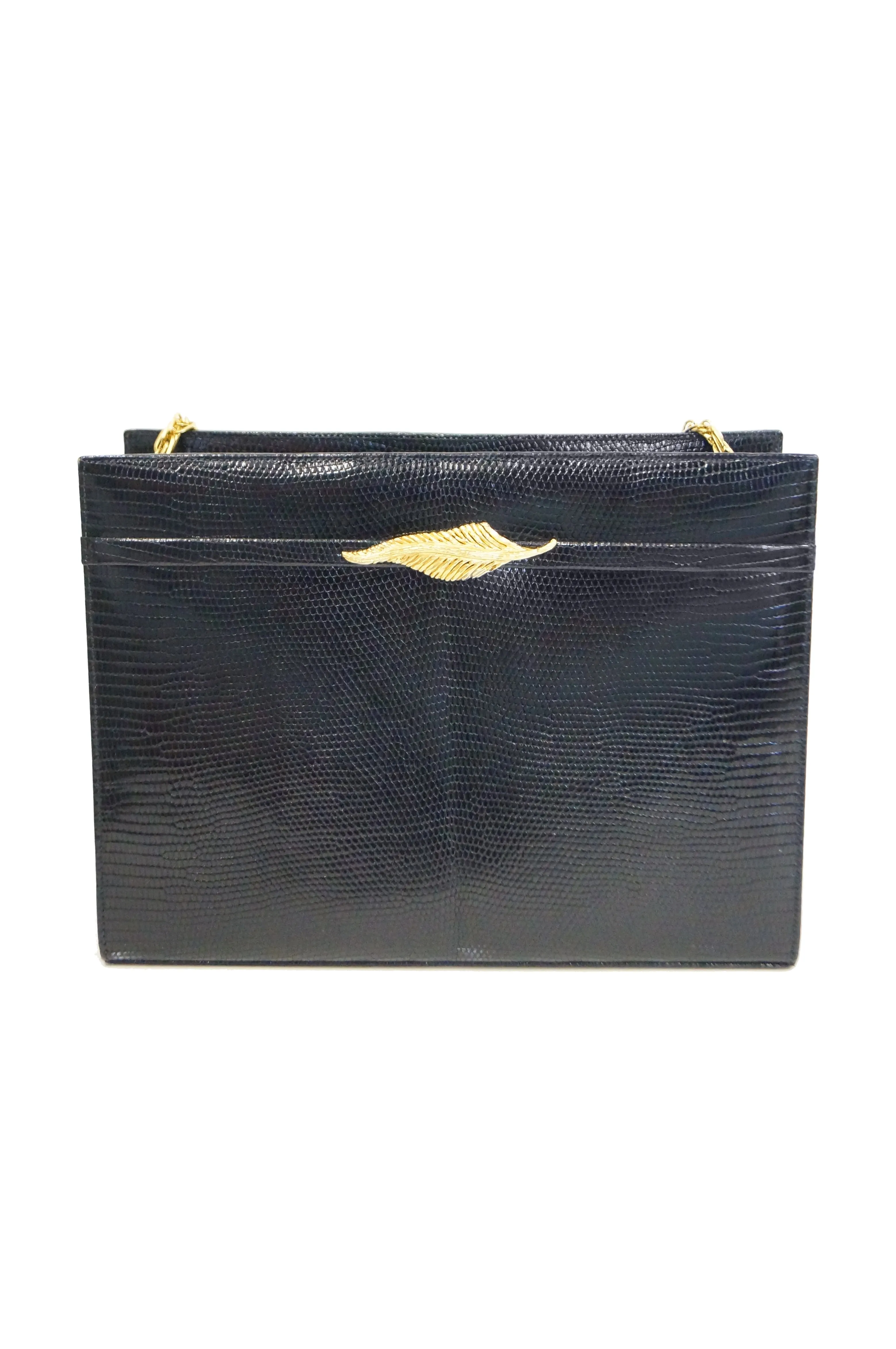1960s Martin Van Schaak Black Lizard Handbag