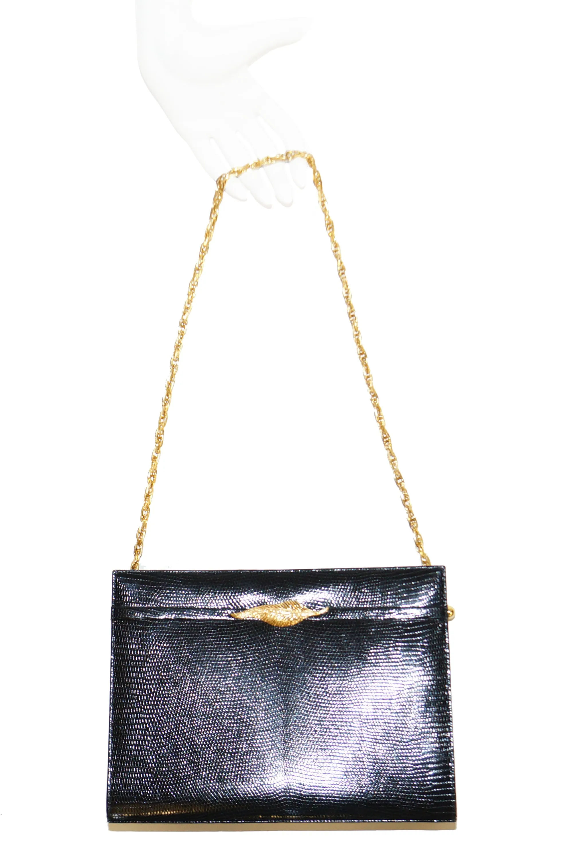 1960s Martin Van Schaak Black Lizard Handbag