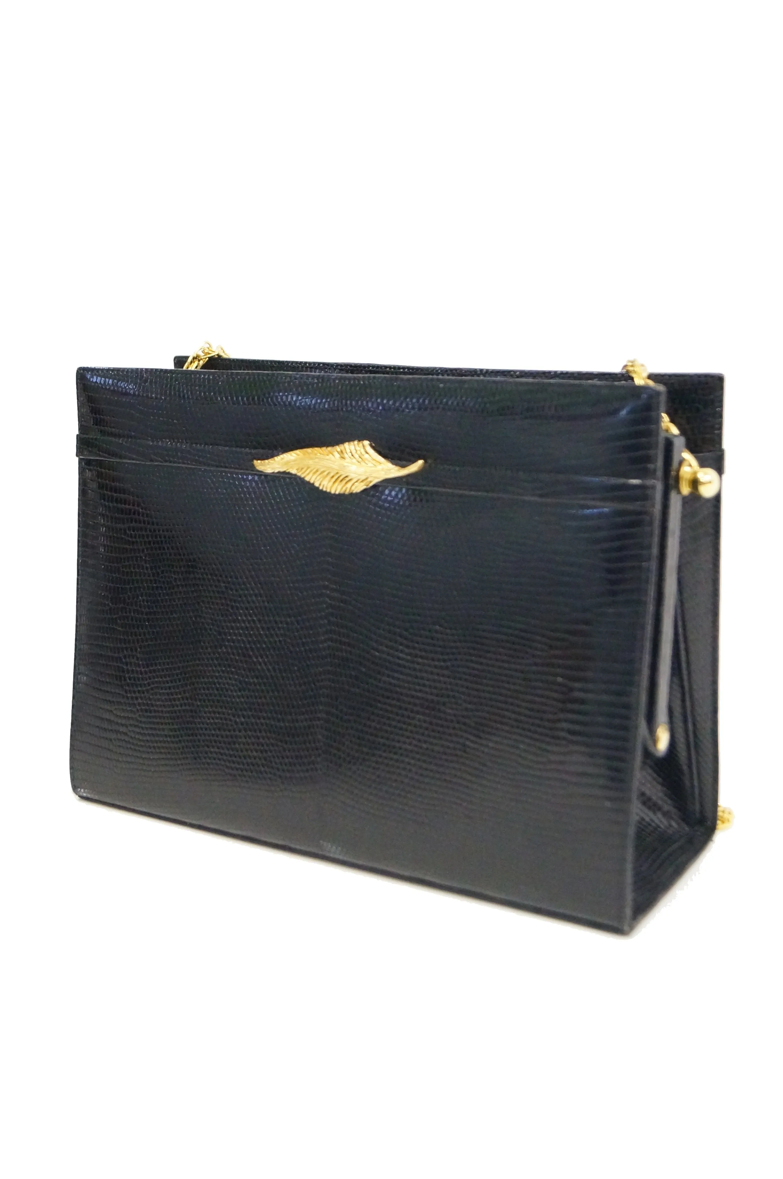 1960s Martin Van Schaak Black Lizard Handbag