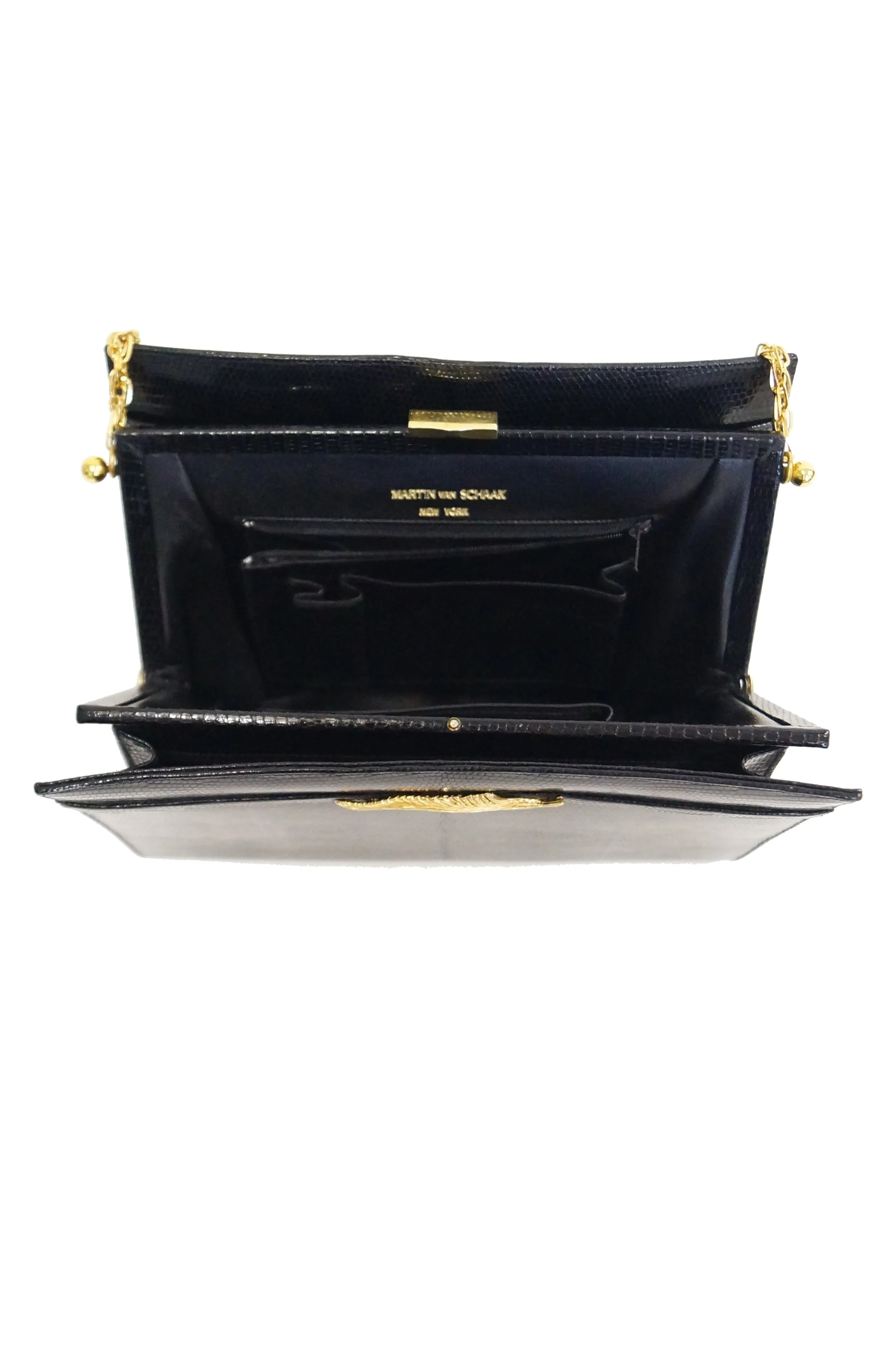 1960s Martin Van Schaak Black Lizard Handbag