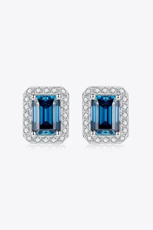 2 Carat Moissanite Stud Earrings in Indigo