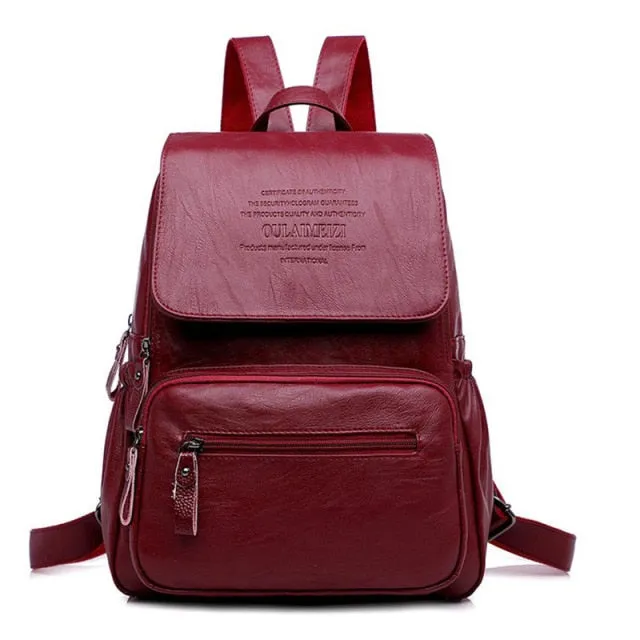 2021 Women Leather Backpacks High Quality Ladies Bagpack Luxury Designer Large Capacity Casual Daypack Sac A Dos Girl Mochilas