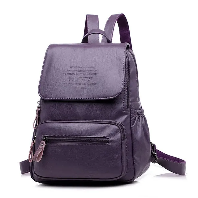 2021 Women Leather Backpacks High Quality Ladies Bagpack Luxury Designer Large Capacity Casual Daypack Sac A Dos Girl Mochilas
