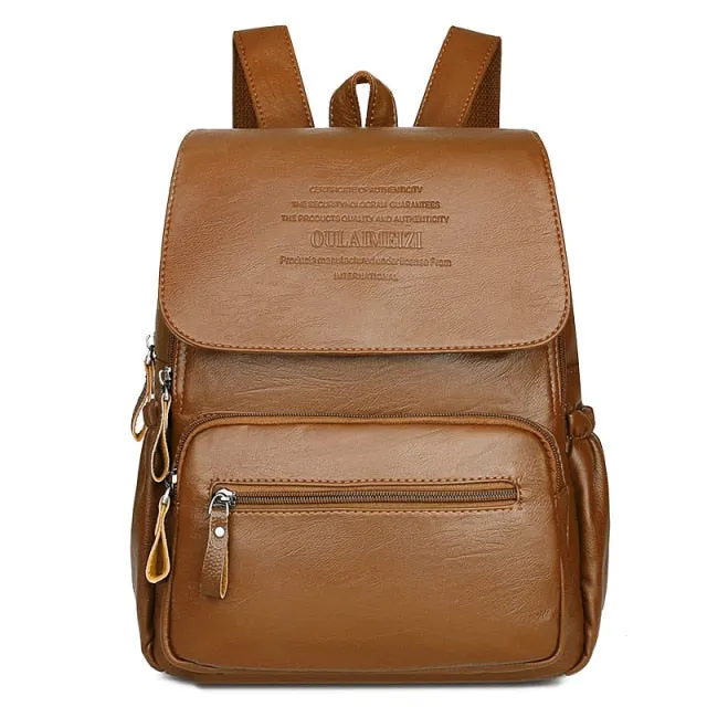 2021 Women Leather Backpacks High Quality Ladies Bagpack Luxury Designer Large Capacity Casual Daypack Sac A Dos Girl Mochilas