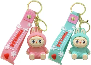 2Pcs Cute La bubu Keychains  Cool Pendant Accessories, Kawaii Key Ring for Purse, Backpack, Car Charms for Women & Kids