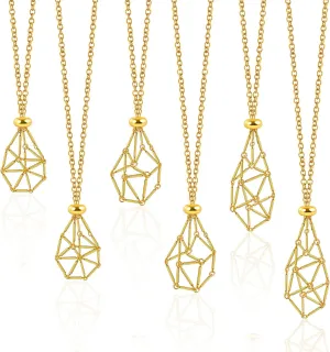 6 Pcs Adjustable Crystal Stone Holder Necklace Empty Crystal Stone Holder Necklace Crystal Pendant Necklace Chain with Stainless Steel Cage for Jewelry DIY (Gold)