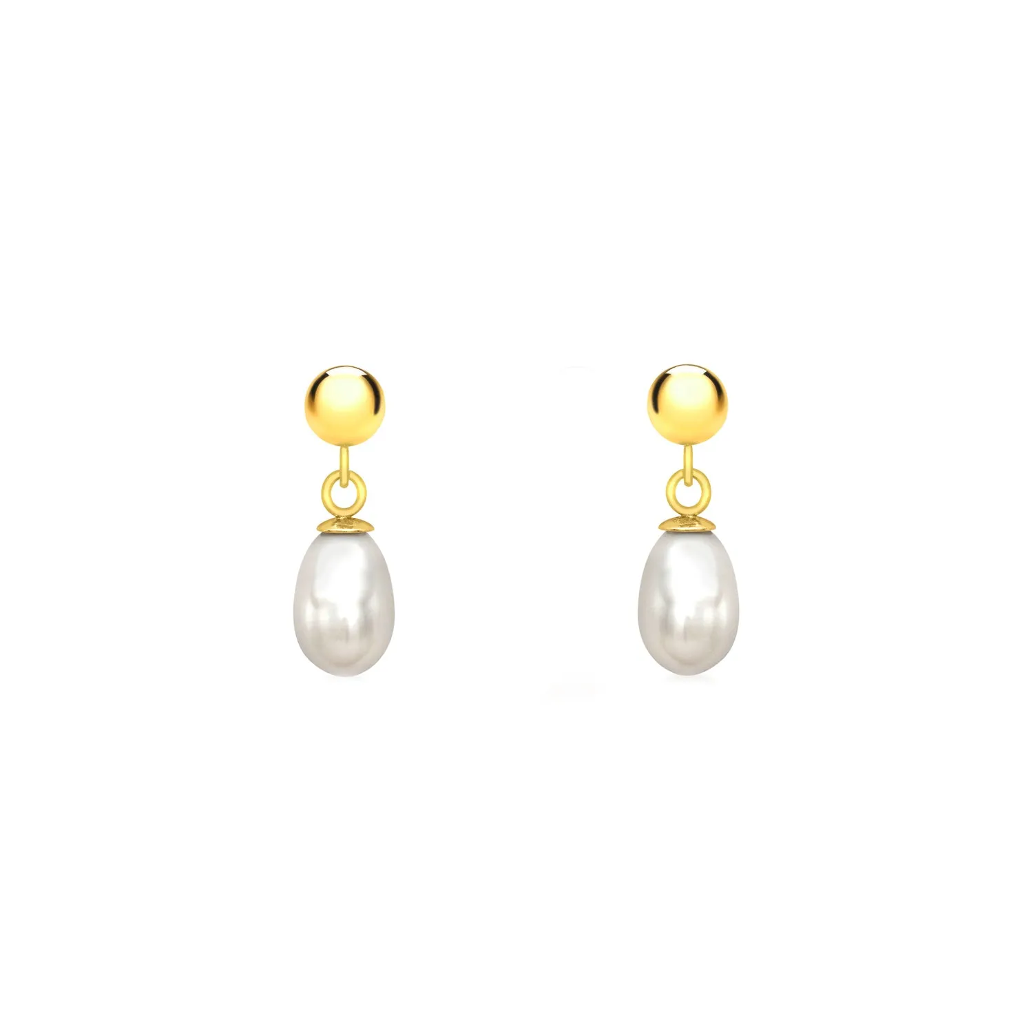 9K Yellow Gold Fresh Water Pearl Drop Earrings - 1.58.7979