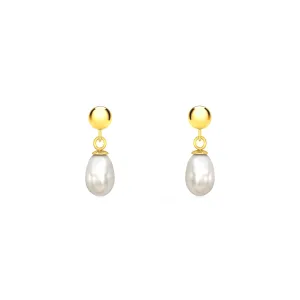 9K Yellow Gold Fresh Water Pearl Drop Earrings - 1.58.7979