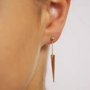 9K Yellow Gold Triangle and Trace Chain Drop Earrings - 1.54.4259