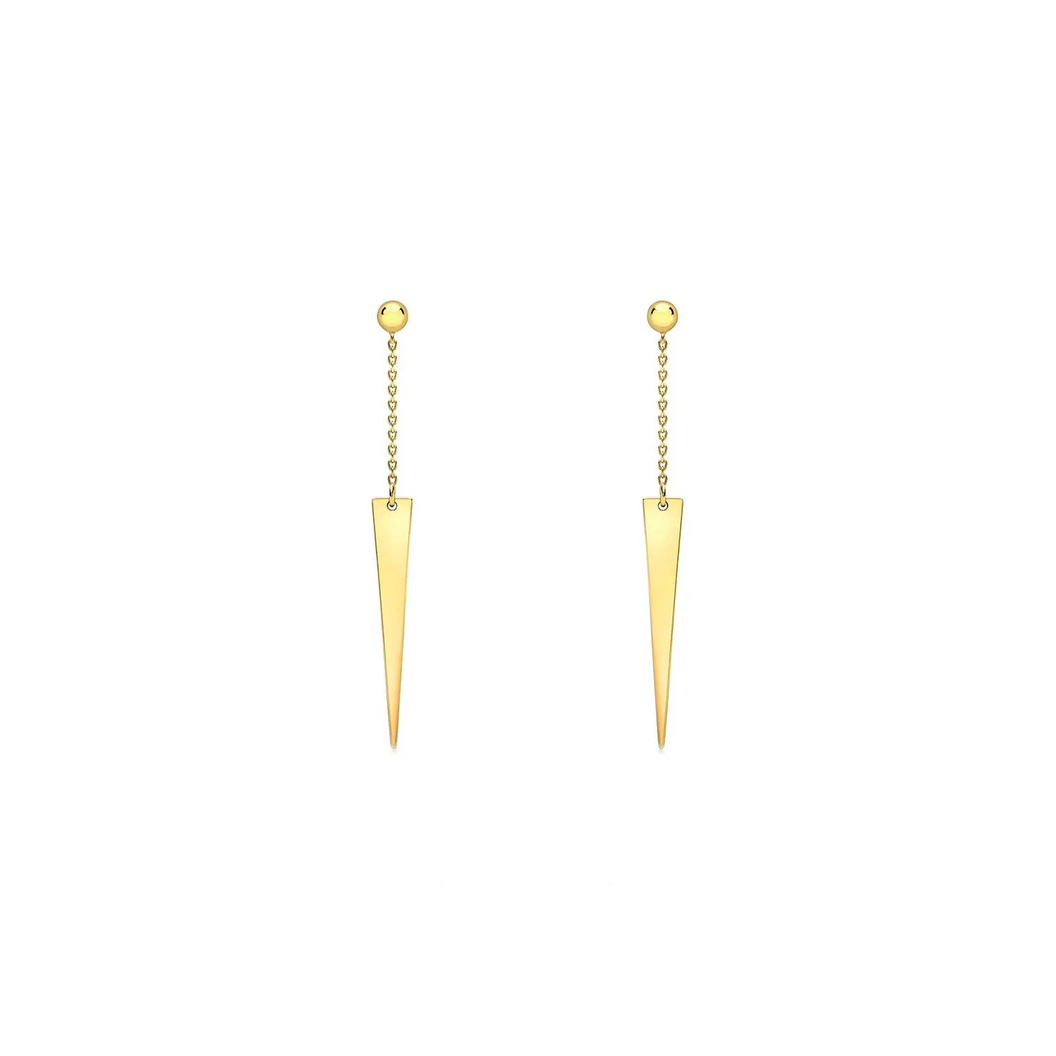 9K Yellow Gold Triangle and Trace Chain Drop Earrings - 1.54.4259