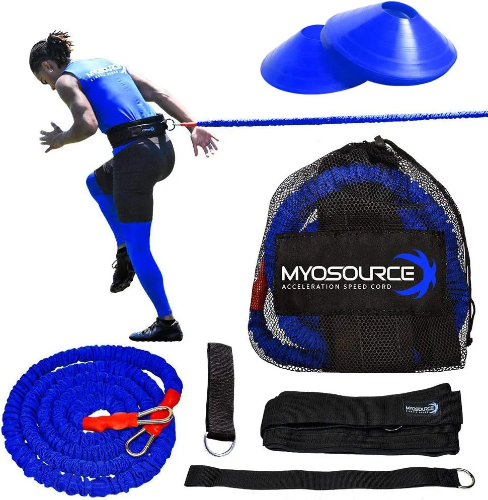 Acceleration Speed Cord Bungee Multi-Sport Resistance Training Kit - Improve Strength, Power, Agility, Vertical Jumping, Sprint Speed  3 Waist Belt Sizes (S, M, L) Available - Kinetic Bands