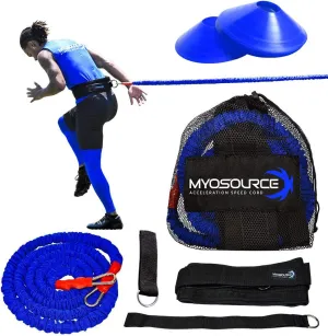 Acceleration Speed Cord Bungee Multi-Sport Resistance Training Kit - Improve Strength, Power, Agility, Vertical Jumping, Sprint Speed  3 Waist Belt Sizes (S, M, L) Available - Kinetic Bands