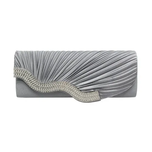 Aelicy Ruched Chains Evening Bags For Ladies Satin Celebrities Elegant