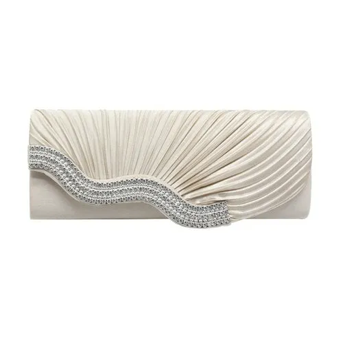 Aelicy Ruched Chains Evening Bags For Ladies Satin Celebrities Elegant