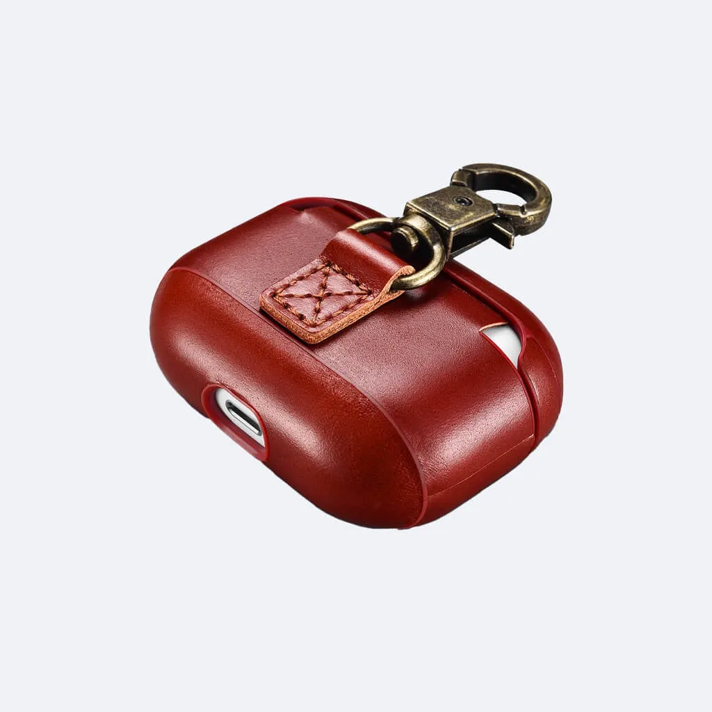 AirPods 1/2 Leather Protective Case Cover with Hook