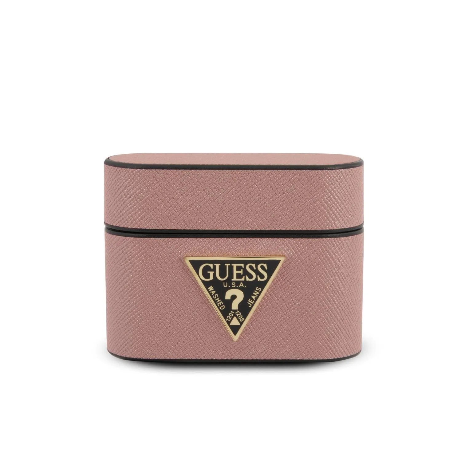 Airpods Pro - PU Leather Pink Saffiano Round Shape With Metal Logo - Guess