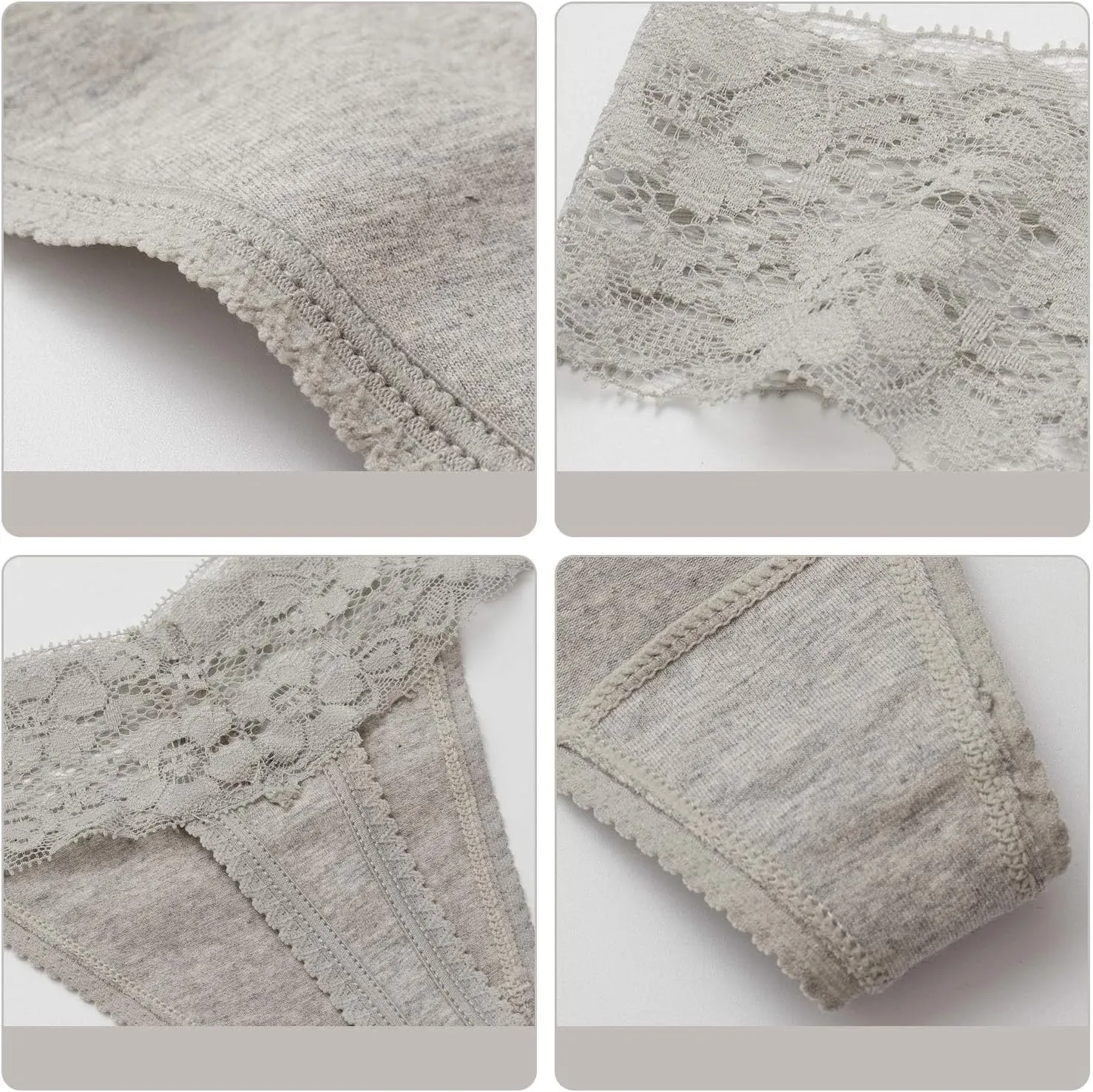 ANNYISON Women's Thongs, T Back Low Waist See Through Panties Cotton Seamless Lace Thongs for Women