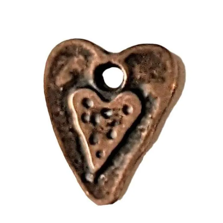 Antique Copper Heart Charm Pendant