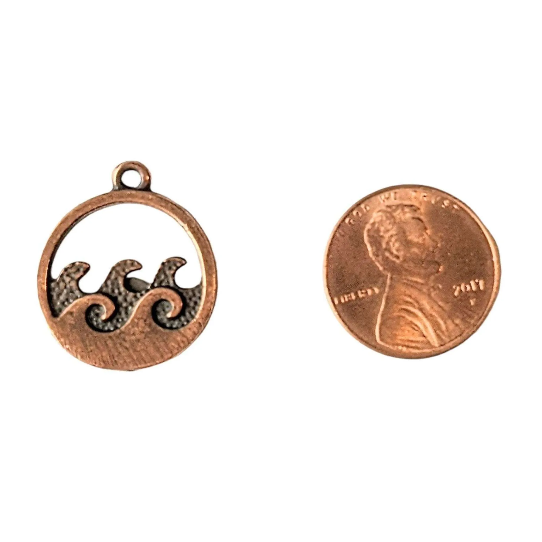 Antique Copper Ocean Waves Pendant