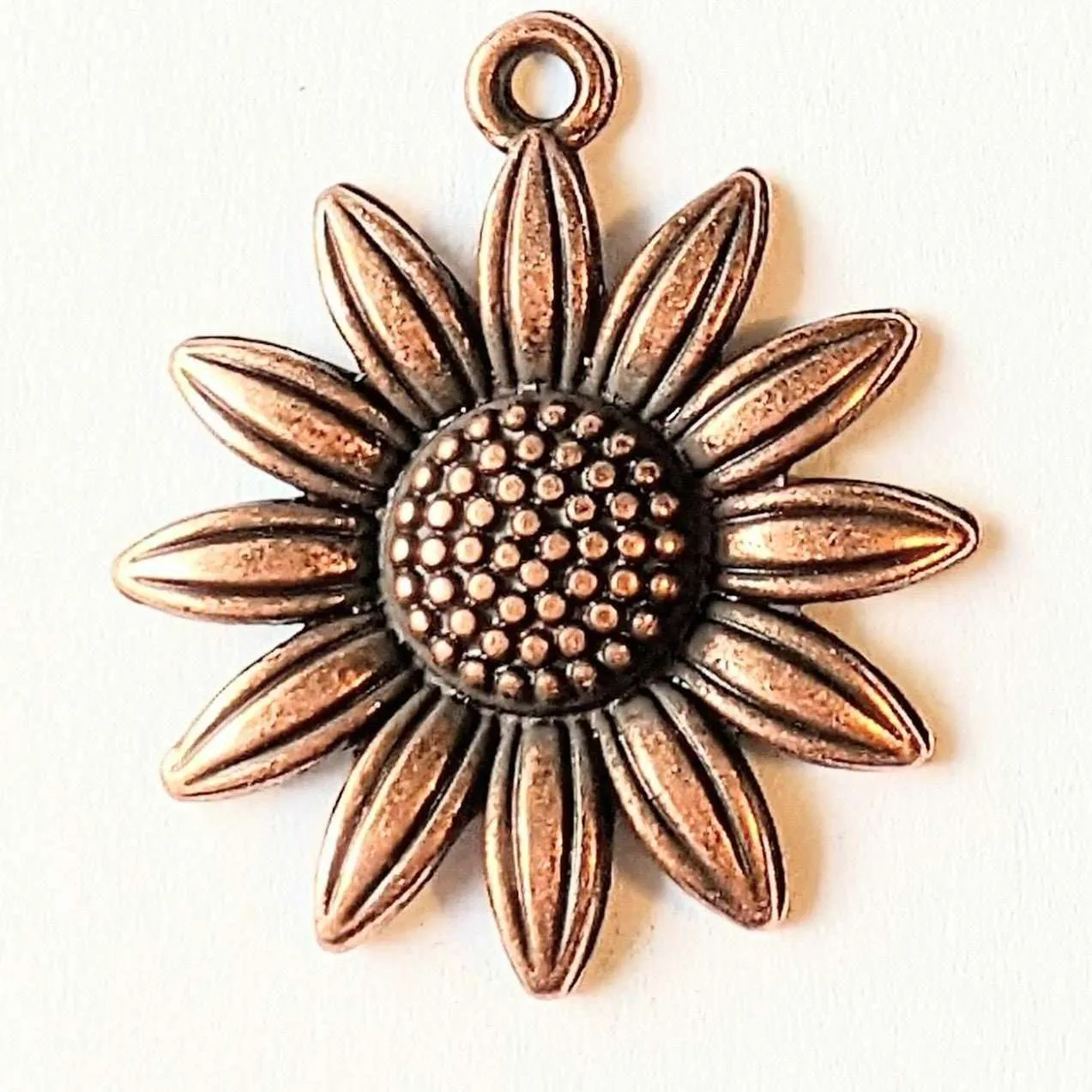 Antique Copper Sunflower Charm II