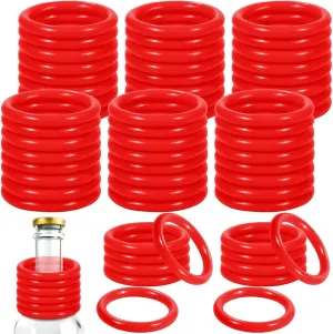 Aodaer 60 Pack Ring Toss Rings Plastic Carnival Rings 2.1 Inch for Carnival Party Favors Bottles Sport Ring Toss Game Fun Target Toys, Red
