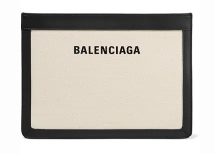 Balenciaga LEATHER-TRIMMED CANVAS SHOULDER BAG